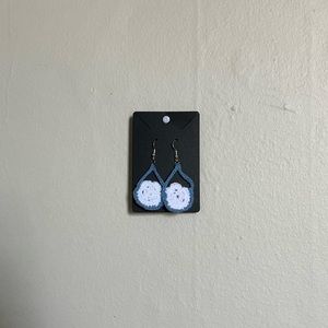 Handmade crochet floral drop earring